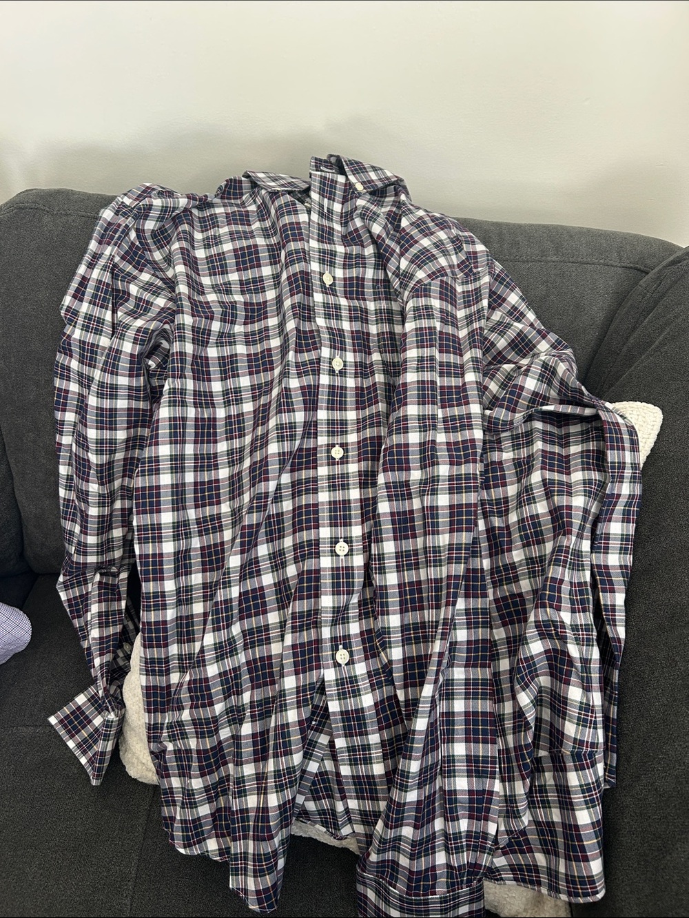 Brooks Brothers Plaid Button-Down Shirt in White, Navy & Maroon
